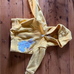 Yellow Easter Hooded Zip-Up Jacket with Bunny Applique
